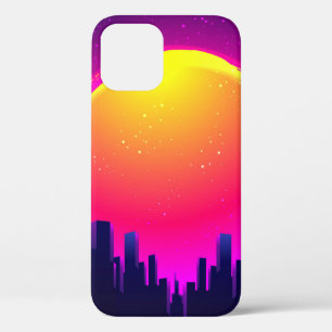 Retro Futurism. futuristic synth wave illustration iPhone 12 Case