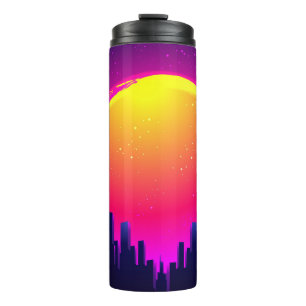 Retro Futurism. futuristic synth wave illustration Thermal Tumbler