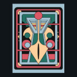 Retro Futurist Art Deco Geometric Peacock Poster<br><div class="desc">This bold geometric composition, Pavo Cruth, channels the elegance of Art Deco symmetry and the vibrancy of retro-futurist design. Its layered forms in teal, coral, gold, and cream radiate precision and poise — a perfect balance between vintage sophistication and modern abstraction. The structured lines and vivid color palette make it...</div>
