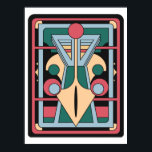 Retro Futurist Art Deco Geometric Peacock Poster<br><div class="desc">This bold geometric composition, Pavo Cruth, channels the elegance of Art Deco symmetry and the vibrancy of retro-futurist design. Its layered forms in teal, coral, gold, and cream radiate precision and poise — a perfect balance between vintage sophistication and modern abstraction. The structured lines and vivid color palette make it...</div>