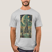 Retro Futuristic Alien City Postcard Art