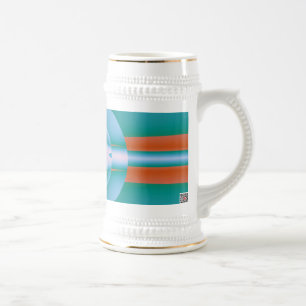 Retro Futuristic Aqua Coral Abstract Art Beer Stein