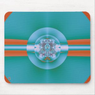 Retro Futuristic Aqua Coral Abstract Art Mouse Pad