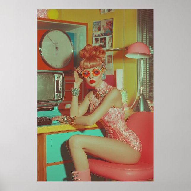 Retro Futuristic Glam Aesthetic Poster (Front)