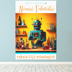 Retro Futuristic Robot ROBIA 12J2 Mixologist Canvas Print