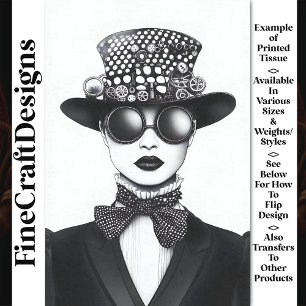 Retro Futuristic Steampunk Woman AC4 Decoupage Tissue Paper