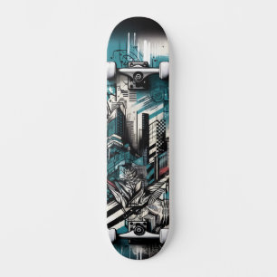 Retro-Futuristic Tech Street Art Skateboard 1