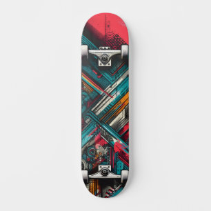 Retro-Futuristic Tech Street Art Skateboard 15