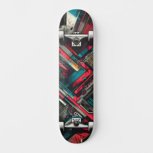 Retro-Futuristic Tech Street Art Skateboard 16