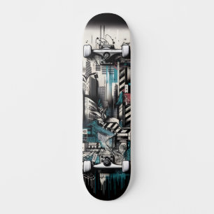 Retro-Futuristic Tech Street Art Skateboard 2