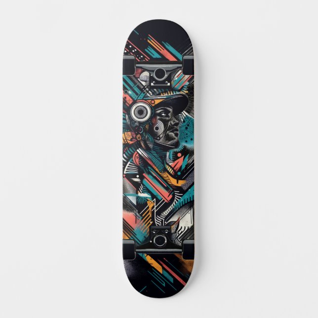 Retro-Futuristic Tech Street Art Skateboard 21 (Recto)