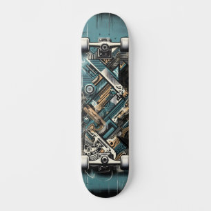 Retro-Futuristic Tech Street Art Skateboard 34