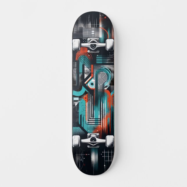 Retro-Futuristic Tech Street Art Skateboard 36 (Front)