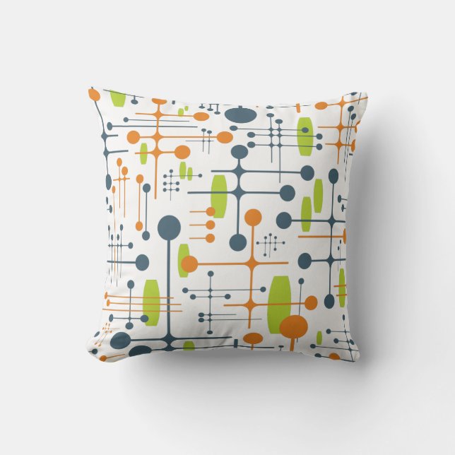 Retro Futuristic Throw Pillow (Front)