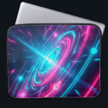 Retro Futuristic Vaporwave Space Portal Laptop Sleeve<br><div class="desc">Safeguard your mobile workstation in spectacular sci-fi fashion with this vibrant and highly protective laptop sleeve. Featuring a breathtaking digital artwork of an electric cosmic pulse, this sleeve instantly transforms your computer into a futuristic statement piece. The design showcases an intense vortex of glowing pink and blue neon rings, pulling...</div>
