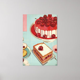 Retro futuristicic cherry cake  canvas print