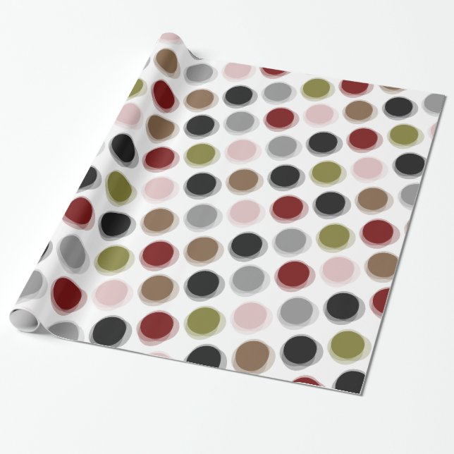 Retro Fuzzy Neutral Dots Pattern Wrapping Paper (Unrolled)