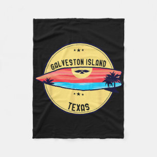 Retro Galveston Island Beach Texas Beach Surfing Fleece Blanket