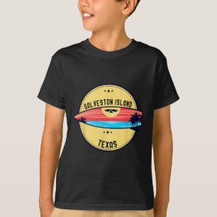 Retro Galveston Island Beach Texas Beach Surfing  T-Shirt