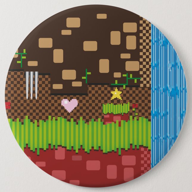Retro Game 6 Inch Round Button (Front)