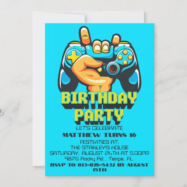 Retro Game Controller Birthday Party Invitations (Front)