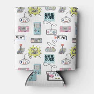 Retro Game Controllers: Colourful Seamless Pattern Can Cooler