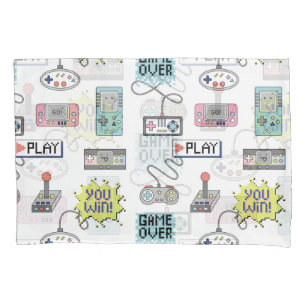 Retro Game Controllers: Colourful Seamless Pattern Pillowcase