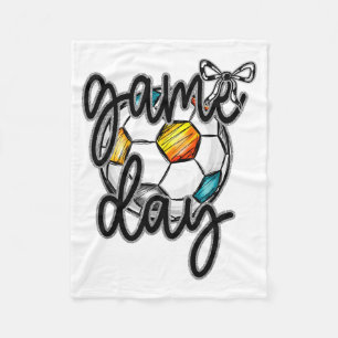 Retro Game Day Soccer Coquette Bow Women Girls Kid Fleece Blanket