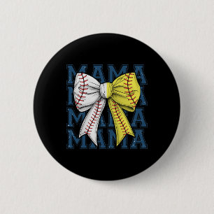 Retro Game Day Softball Baseball Mama Sports Team 2 Inch Round Button