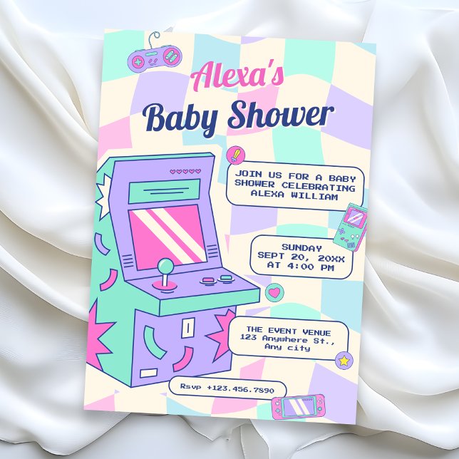 Retro game play baby shower invitation (Creator Uploaded)