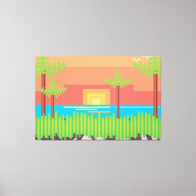 Retro Game - Tropical Sunset Canvas Print (Front)