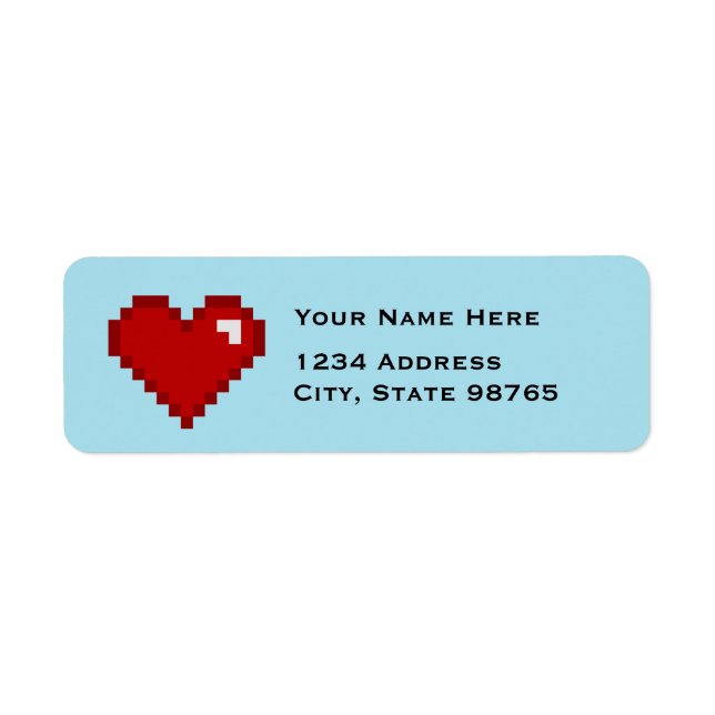 Retro Gamer 8Bit Heart Address Labels (Front)