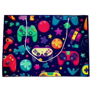 Retro Gamer Arcade Birthday Large Gift Bag