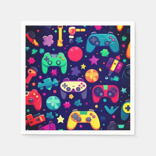 Retro Gamer Arcade Birthday Party  Napkins (Front)