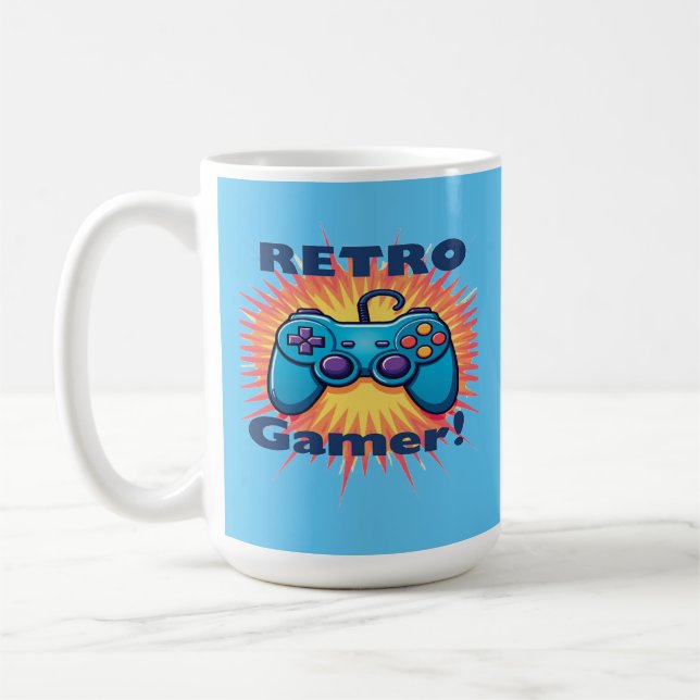 Retro Gamer Controller Design for Classic Gaming Coffee Mug (Left)