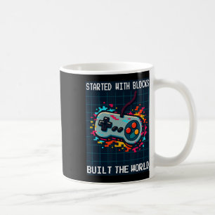 Retro Gamer Design For Men Started With Blocks Bui Coffee Mug