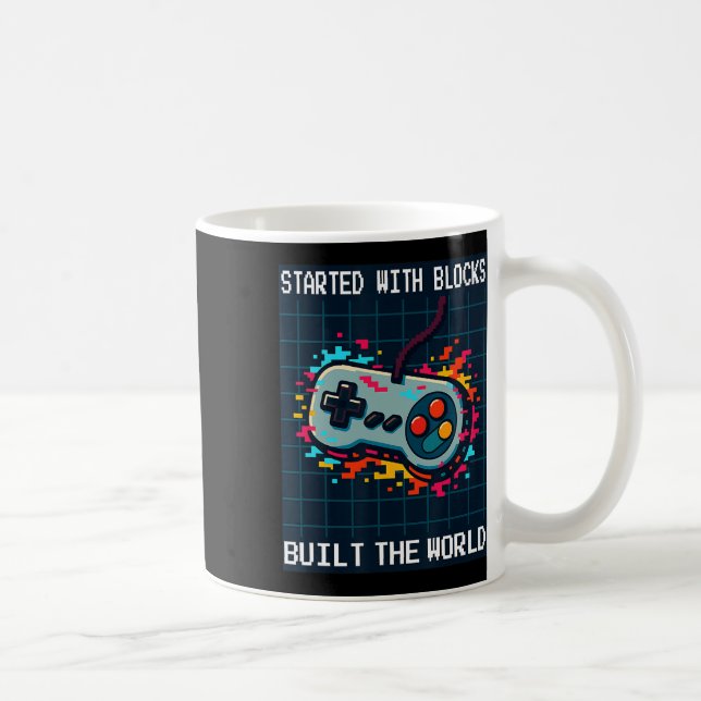 Retro Gamer Design For Men Started With Blocks Bui Coffee Mug (Right)
