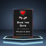 Retro Gamer Gaming Lovers Geek Funny Nerdy Simple  Save The Date<br><div class="desc">Surprise your guests with these fun Save the Date cards featuring romantic gaming illustration. Easily add your info by clicking on the "personalize this template" option.</div>