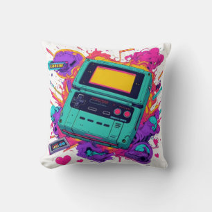 Retro Gamer Pillow – 90s Neon Arcade Cushion