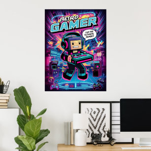 Retro Gamer Robot  Poster