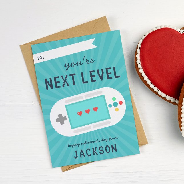 Retro Gamer Theme Classroom Valentines Day Card (Creator Uploaded)