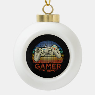 Retro Gamer Video Game Player Boys Girls Teen Kids Ceramic Ball Christmas Ornament