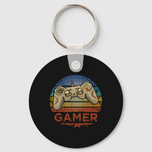 Retro Gamer Video Game Player Boys Girls Teen Kids Keychain