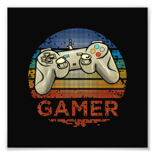Retro Gamer Video Game Player Boys Girls Teen Kids Photo Print