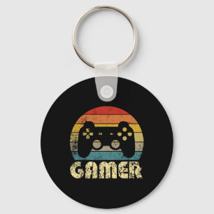 Retro Gamer Video Game Player Boys Teens Men  Keychain