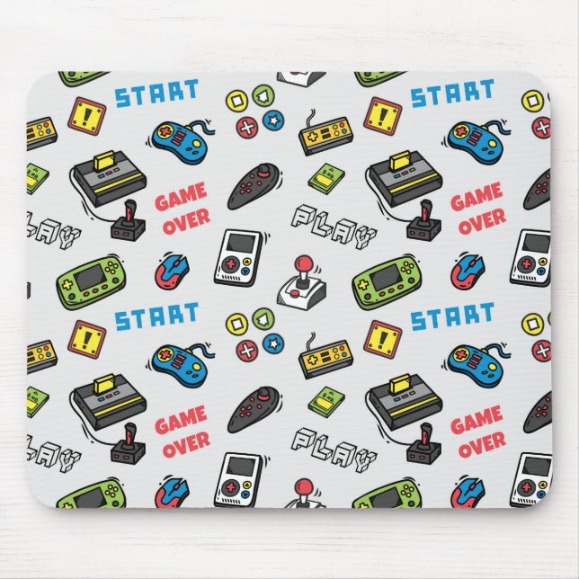 Retro Gamer Vintage Consoles Geeky Mouse Pad (Front)