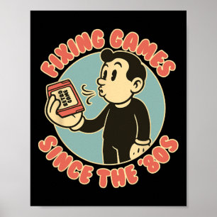 Retro Gamer Vintage Controller Gaming Men Women Ki Poster