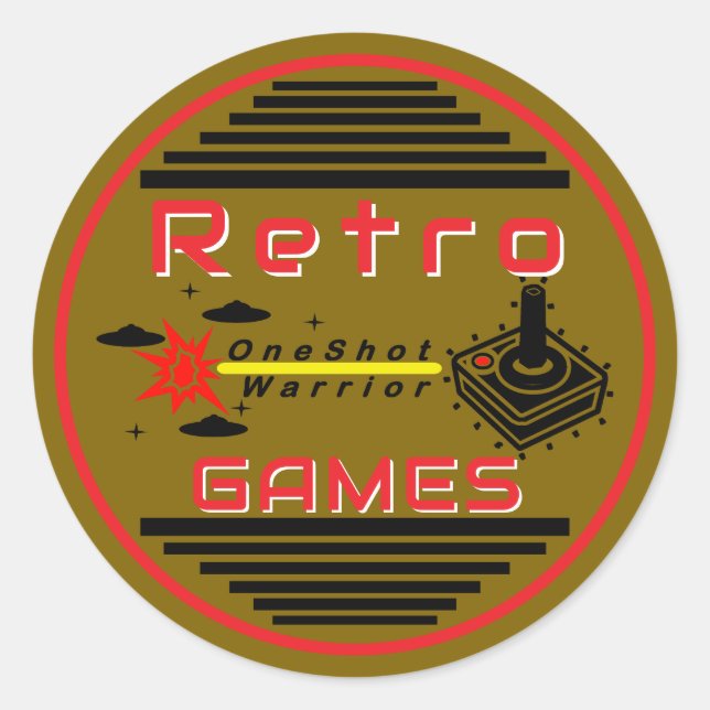 Retro Games Gold Classic Round Sticker (Front)