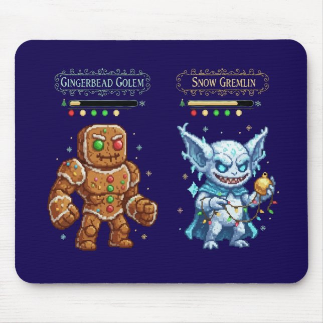 Retro Gaming Christmas | Pixel Art Gingerbread  Mouse Pad (Front)