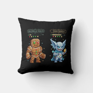 Retro Gaming Christmas   Pixel Art Gingerbread  Throw Pillow